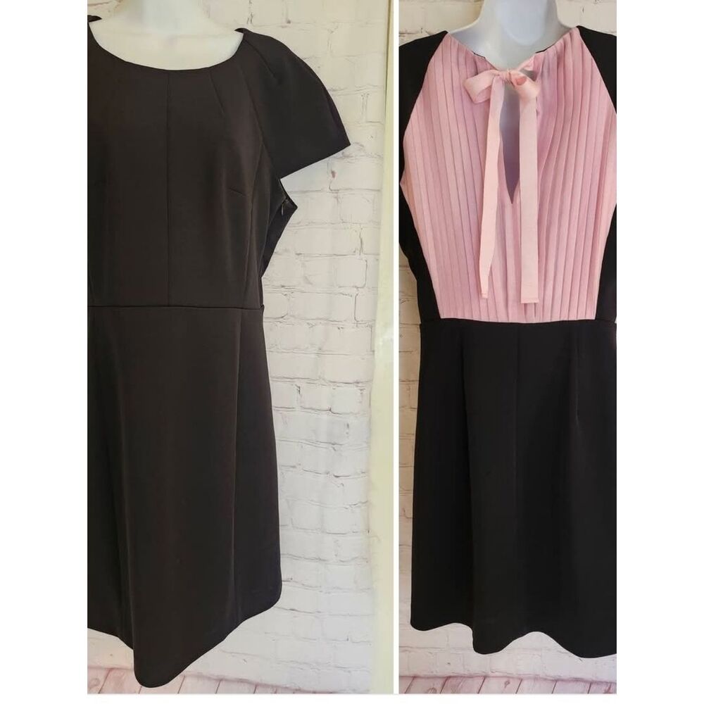 Sonia Sonia Rykiel Blck Wool Crepe Dress Pleated Pink Back Sz.10 US/40 EU $695